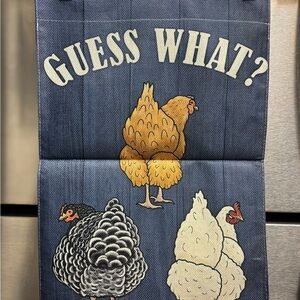 F15-2 Blue garden flag with Chicken Design.  NWOT